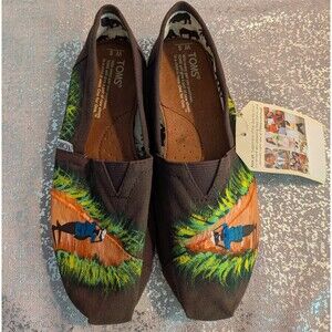 Toms Shoe Women's 8 Haiti Berthony Artists Hand Painted Village Canvas Slip-On